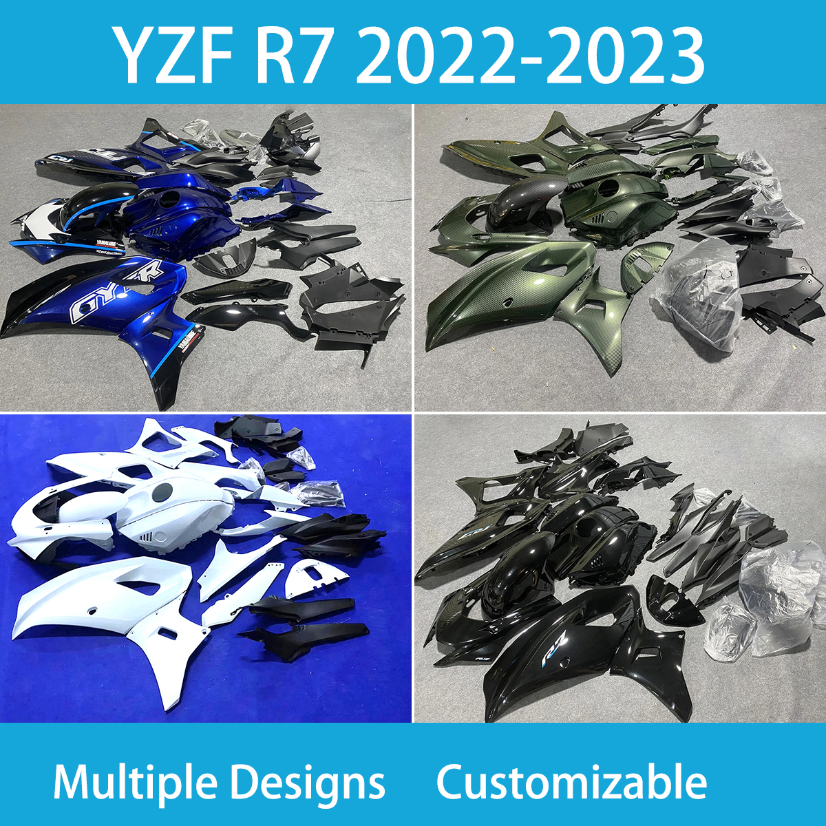 ABS Plastic Fairing Kit for Yamaha YZFR7 202 2023 Year Bodywork Injection Molded Cowling Motorcycle Full Fairings Set YZF R7 22 23 YEAR Free Custom Bodywork