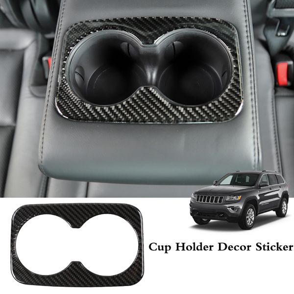 Adhesivo decorativo para portavasos trasero ABS (fibra de carbono) para Jeep Grand Cherokee 2011 + accesorios interiores para automóviles