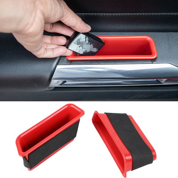 Couvercle de décoration de boîte de rangement de porte de voiture ABS rouge, pour Ford Mustang 15 + accessoires d'intérieur