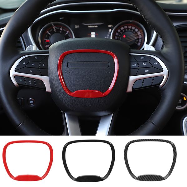 Kit de emblema de anillo de decoración de volante ABS, pegatina adhesiva para Dodge Challenger Charger 2015, accesorios de Interior de coche 255S