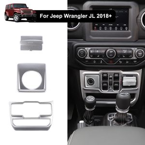 Panel de Control de ventana de ABS + encendedor de cigarrillos de coche, toma USB decorativa plateada para Jeep Wrangler JL, accesorios internos de coche