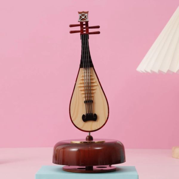 ABSF China Lute Music Box Classical Wind Up Twirling Music Box Instrumento Base de giro Regalo de arte en miniatura