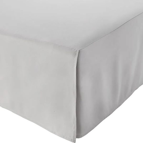 Jupe de lit plissée d'angle central sur mesure, Style européen absolument élégant, avec plateforme, couvre-lit de 14 pouces de hauteur, gris clair 231225