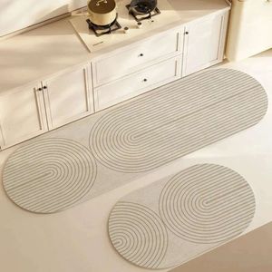 Diatomita absorbente Diatomita Super Catina Alfombra elíptica de la alfombra larga Línea simple Suministros de baño 240117