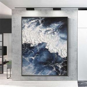 Abstracte 3D goud dikke kunst handgemaakte olieverfschilderijen schilderijen muur foto's werk voor eetkamer decoratie 211222