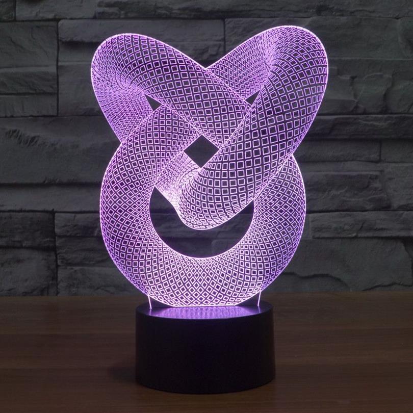 Ilusão 3D abstrata LED Night Light Mudança de cor Interruptor de toque Candeeiro de mesa #R213153