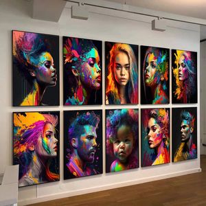 Abstracto africano colorido mujer hombre niña arte de la pared lienzo carteles e impresiones personas retrato calle fotos decoración del hogar 240327