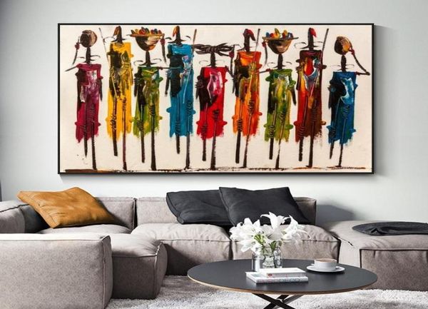 Abstract African Woman Paintes d'huile sur toile Affiches et imprimés Portrait d'art mural Pictures pour décoration de salon No Frame4825853