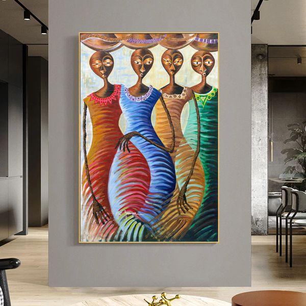 Affiches et imprimés abstraits de femme africaine, Graffiti, peinture sur toile, images d'art murales pour décorations d'intérieur de salon