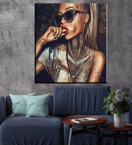 Póster de retrato de mujer africana abstracta, impresiones de Graffiti, arte callejero, lienzo, pintura al óleo, cuadro de pared, sala de estar, decoración moderna para el hogar5594612