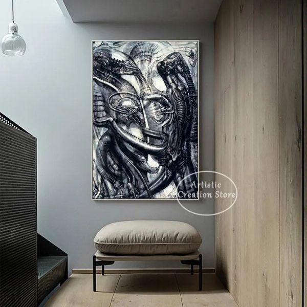 Abstract Alien Hr Giger Li II Affiche Horreur Art Toile PEINTURE IMPRESSION IMPRESSION POUR LE SOIGNE BURE