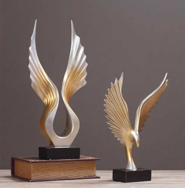 Abstract Angel Wing Sculpture Resin Eagle Wing Shape State Statue Home Decoration Accessoires Office Club T2007091820798