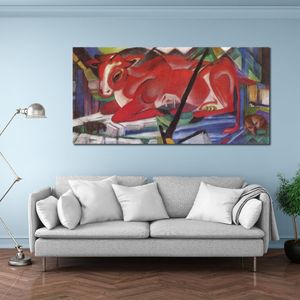 Abstracte dierenkunst op canvas De wereldkoe Franz Marc handgemaakt olieverfschilderij modern decor