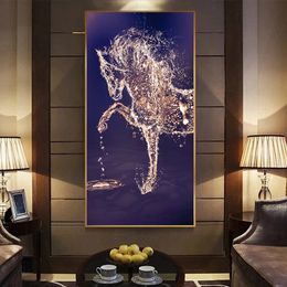 Samenvatting Animal Horse Horseshoes Tread Water HD Print Canvas Poster Wall Artwork Modern Luxury Living Room Home Decor Painting