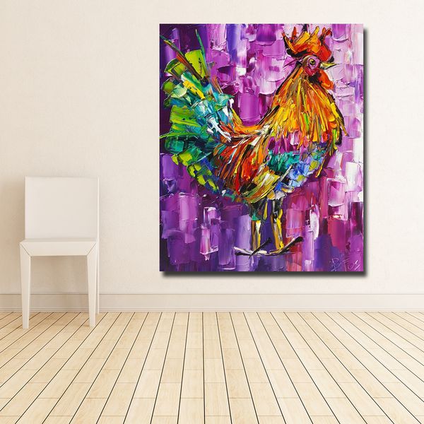 Pintura abstracta de animales, pintura de impresión de pollo, cuadros de pared para sala de estar, decoración del hogar, arte en lienzo sin marco
