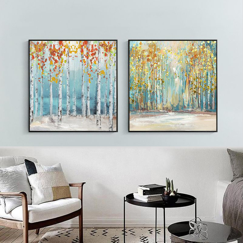 Birch Lane Canvas Print: Nordic Gold Foil Trees Wall Art for Home.