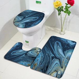 Matín de baño de mármol negro abstracto Juego de líneas doradas Textura de crujido Alfombra moderna Decoración del baño de la alfombra Anti la tapa del inodoro