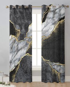 Abstract zwart wit marmeren tule gordijn voor woonkamer slaapkamer moderne pure gordijnen transparante raambehandeling