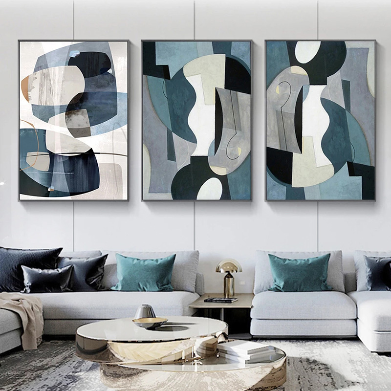  Ö zet Mavi Mermer Tuval Duvar Sanatı - Vintage Europe Poster Baskıları Oturma Odası Dekoru