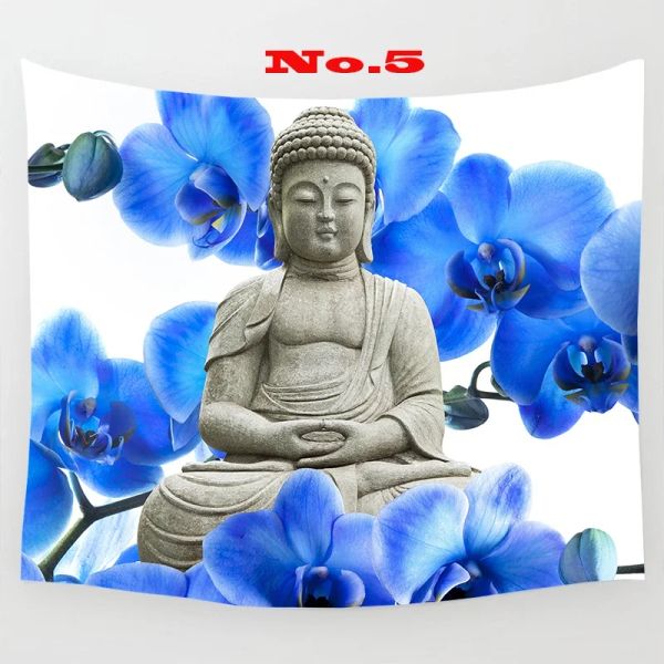 Abstract Bouddha Zen Tapestry Solemn Bouddh Orchid mur suspendu Tapesetry Polyester Tapases Polyester Home Decor
