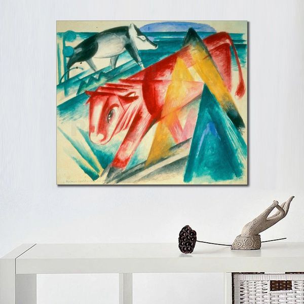 Arte abstracto de la lona Animales Franz Marc Pintura al óleo hecha a mano Decoración moderna Apartamento de estudio