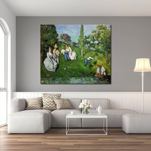 Abstrait toile Art Couples se détendre par un étang 1875 Paul Cézanne peinture fait à la main décor moderne pour la cuisine