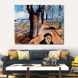 Art abstrait sur toile The Murderer in The Lane Edvard Munch Peinture à l'huile artisanale Décor moderne Studio Appartement
