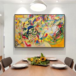 Lienzo abstracto pintura cuadro de pared Kandinsky pintura famosa línea Color bloque arte carteles e impresiones para decoración para sala de estar