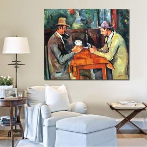 Abstracte stadsgezicht kunst op canvas speelkaart Paul Cezanne schilderij handgemaakt voor eetkamer