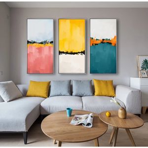 Abstrait coloré toile peinture impression sur toile peinture bloc de couleur mur Art affiches et impressions pour salon décor à la maison