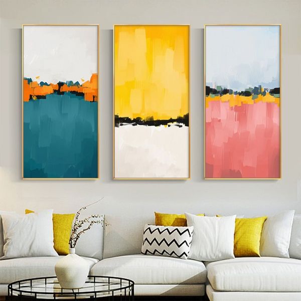 Pintura en lienzo de paisaje colorido abstracto, imágenes artísticas de pared para sala de estar, dormitorio, entrada, imagen decorativa 198i