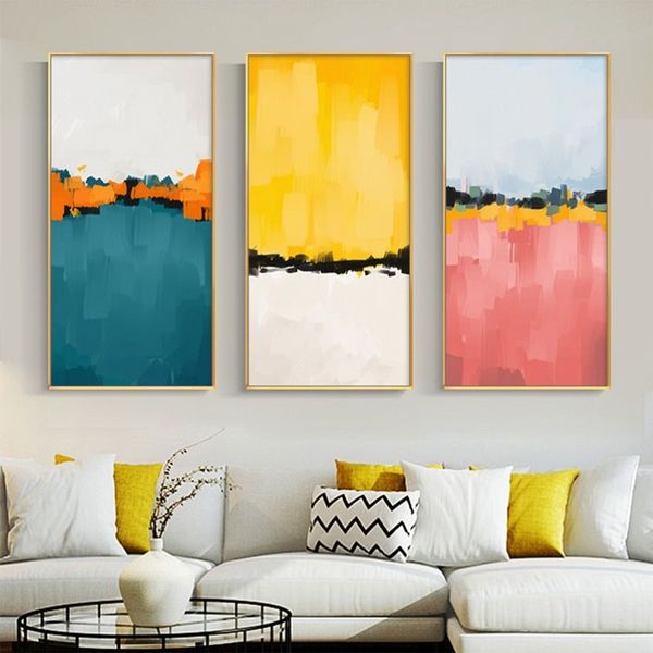 Pintura en lienzo de paisaje colorido abstracto, imágenes artísticas de pared para sala de estar, dormitorio, entrada, imagen decorativa 2612