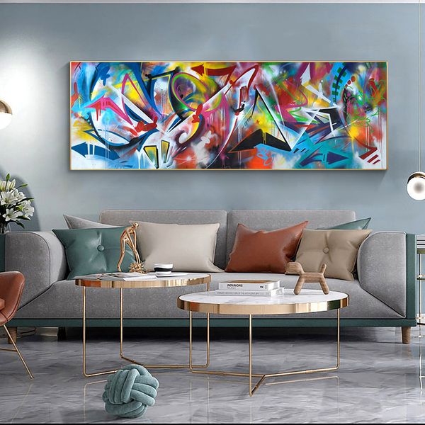 Póster de lienzo de colores abstractos, pintura artística de pared azul y amarilla, colgante de pared de habitación de dormitorio, impresiones de arte moderno impresas sin marco