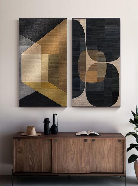 Combinados de colores abstractos Pinturas impresas de lona marrón geométrico geométrico arte de arte de pared moderna para sala de estar decoración de oficina4348386