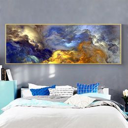 Póster de lienzo irreal de colores abstractos, pintura artística de pared de paisaje azul, colgante de pared de salón Mode299K