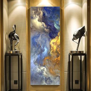 Affiche en toile aux couleurs abstraites et irréelles, peinture murale de paysage bleu, salon suspendu, impression moderne, peinte 2157