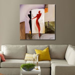 Abstract figuur olieverfschilderij op canvas spiegelbeeld kunstwerk eigentijds wanddecor