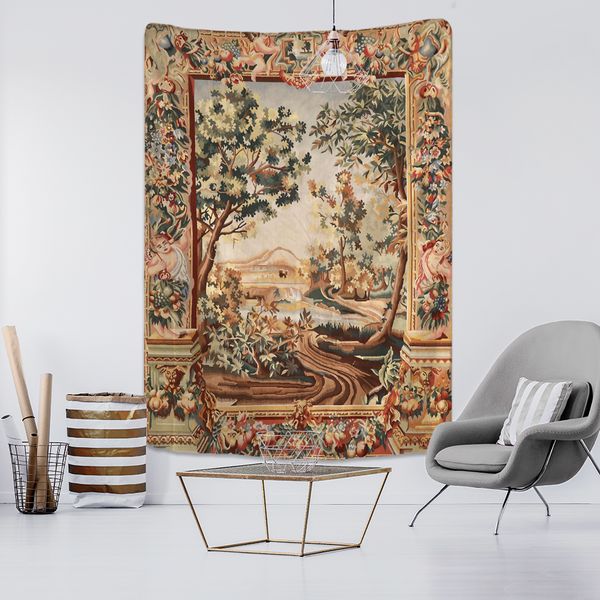 Résumé Floral Tapestry Pumpkin Lampe Night Sky Art Mur suspendu salon chambre Dormitory Decor