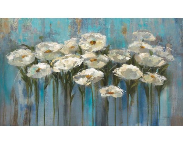 Peintures à l'huile de fleurs abstraites Silvia Vassileva, anémones au bord du lac, art moderne pour décoration murale, peintes à la main, 4831610