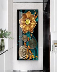 Abstract Goud Lotus Vissen Canvas Schilderij Moderne Poster Art Cuadros Nieuwe Chinese Stijl Decor Muur Foto 'S voor Woonkamer Aisle231858382