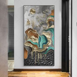 Samenvatting Gold Marble Poster Canvas Painting HD Mountain Landscape Prints Interior Gallery Room Decoratie Geen frame Cuadros Art