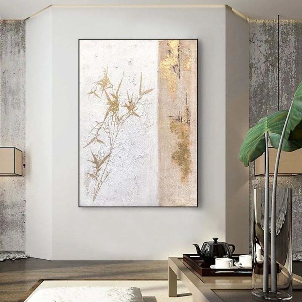 Résumé Gold Tree Bamboo Affiche Mur d'art Goil Picture d'alcolarisation pour décoration de pièce Drawn Huile Paint sur toile pour le salon