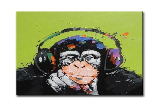 Peinture abstraite d'animaux de gorille sur toile, décor de maison, peinture à l'huile moderne imprimée HD pour décoration de chambre d'enfants, impression giclée murale A3223550