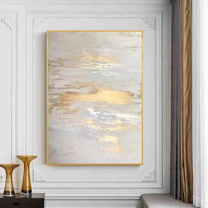 Abstract handgeschilderd olieverfschilderij met goudfolie op canvas muurkunst muurschildering woonkamer el kantoor interieur decoratie schilderij 240318