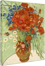 Abstract HD Red Poppies and Daisies Toile imprimés Wall Art of Van Gogh Famous Floral Oil Paintings Reproduction Classic Flowers Pictures Office Office décorations