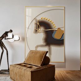 Carteles y estampados de caballos abstractos Decoración de hotel de lujo moderno Pintura de lienzo de animales Imagen de pared para sala de estar Decoración del hogar