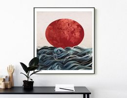 Résumé Affiches et imprimés du lever du soleil japonais PEINTURE PEINTURE PEINTURE PICONS POUR SALON SCANDINAVIAN ENSCAPE HOME DÉCOR2234495