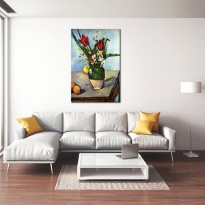Abstrait Paysage Toile Art Tulipes et Pommes Paul Cezanne Peinture À L'huile À La Main Art Impressionniste