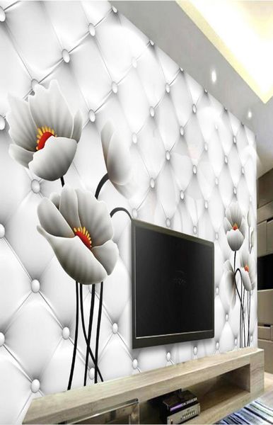 Abstract Lotus 3D Case Soft TV Mur mural 3D Fond d'écran 3D Papiers muraux pour TV Backdrop2559811