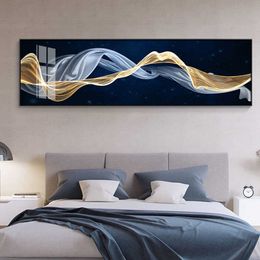 Abstrait luxe ruban toile peinture affiches et impressions nordique mur art photos pour salon chambre moderne décor à la maison 210705
